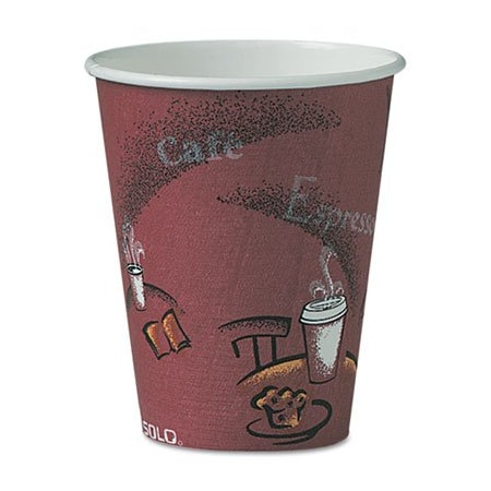 Dart SOLO BISTRO DESIGN HOT DRINK CUPS, PAPER, 8OZ, MAROON, 500/CARTON, PK500 OF8BI0041
